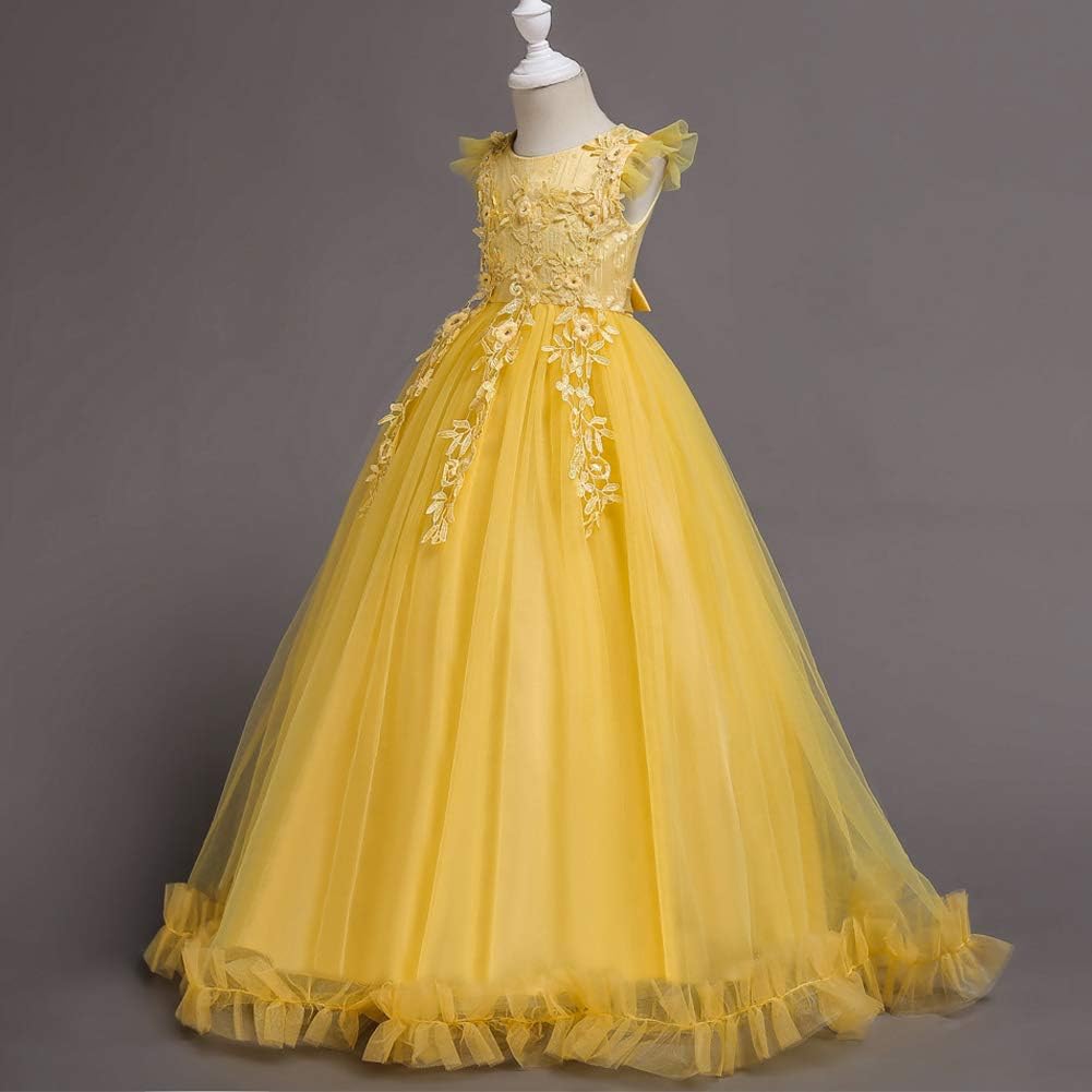 Flower Girls Maxi Dress Bridesmaid Wedding Pageant Party Princess Communion Floral Boho Vintage Lace Dance Gown