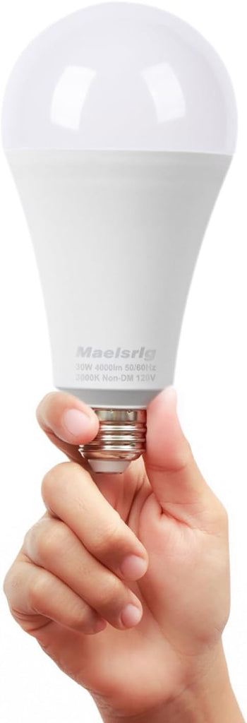 300W Equivalent LED Bulb, 30W 4000 Lumens Warm White 3000K, E26 Base, 120V, Non-Dimmable, 4-Pack - Replaces 300 Watt