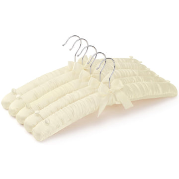 Padded Hangers for Women Clothing, 15 Inch Satin Hangers with Shoulder Buckles, Thick Foam Padding for Sweaters