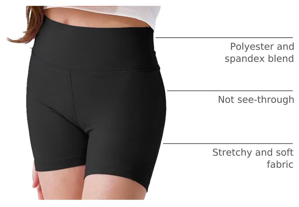 3 Pack Girls 4'' High Waisted Biker Shorts, Athletic Yoga Shorts