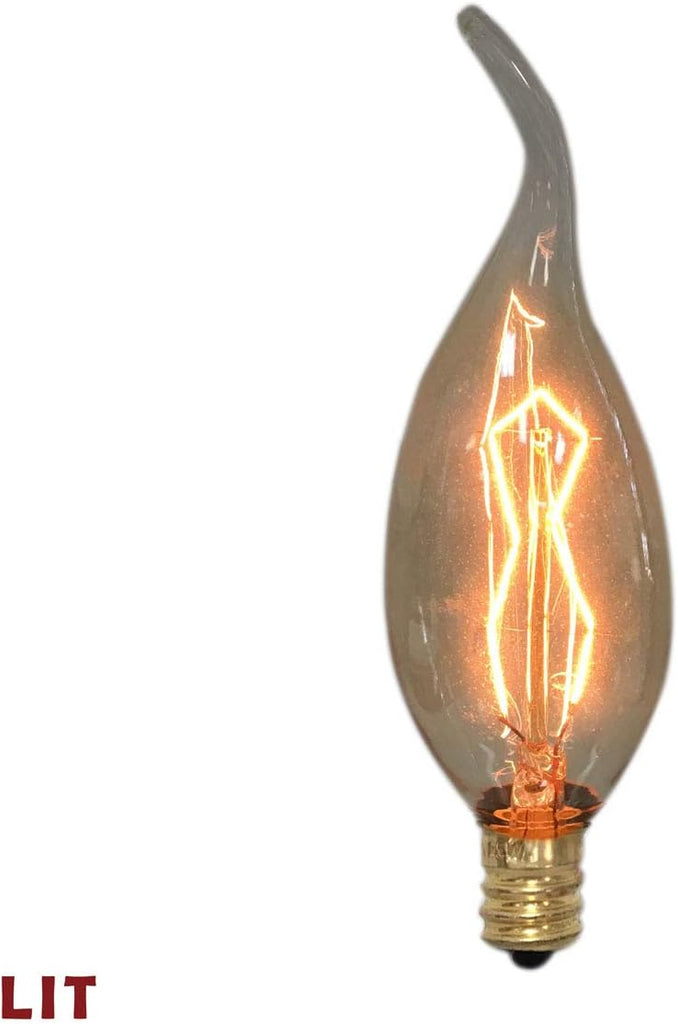 Designs Vintage Style Golden Smoke Flame Incandescent Light Bulbs, E12 Candelabra Brass Base, 130V, 25 Watts, Set of 6