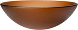 Eden Bath Brown Frosted Round Glass Sink Bowl Bathroom Vessel Sink for Vanity Top