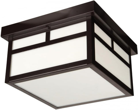 Outdoor Flush Mounts with Tea-Stained Glass Shades, Burnished Copper