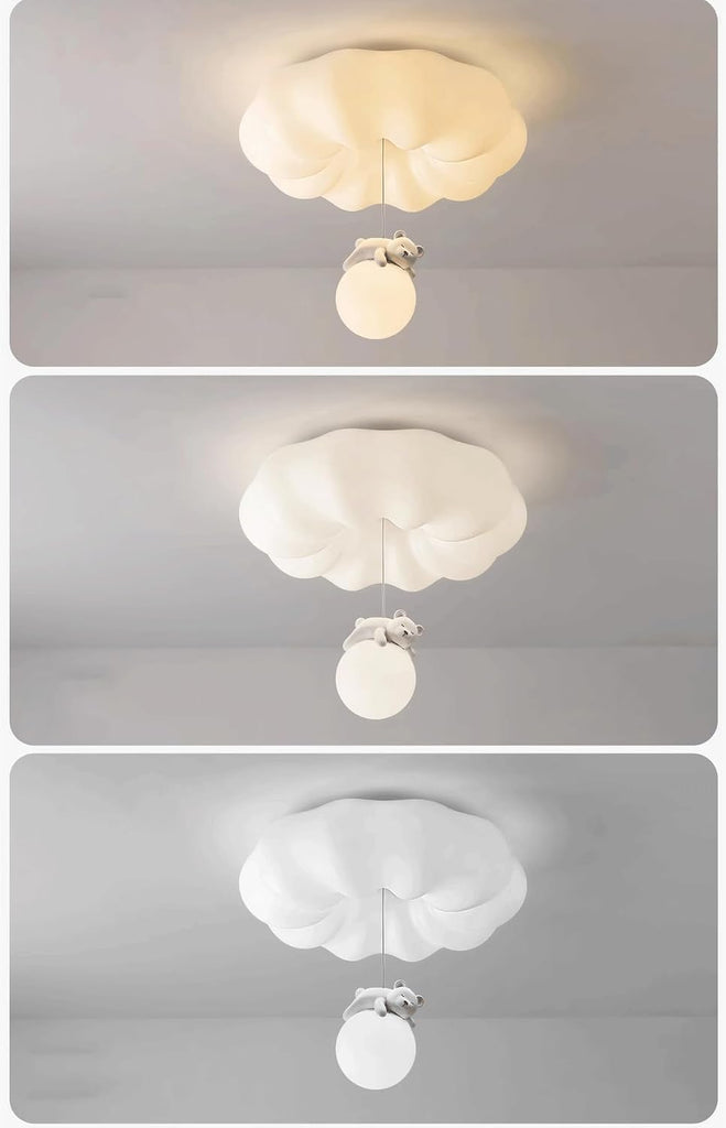 Cloud Ceiling Lights Cartoon Bear Rabbit Nordic Modern LED Ceiling Light Flush Mount White Kids Ceiling Light Round