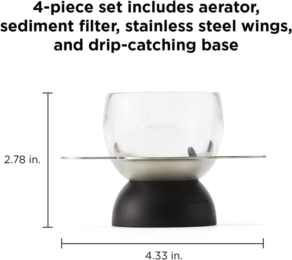 Wine, Wine Aerator with Sediment Strainer and Stand, Hand-Free Wine Decanter for Red Wine Lovers, 3.35 x 3.35 x 5.6