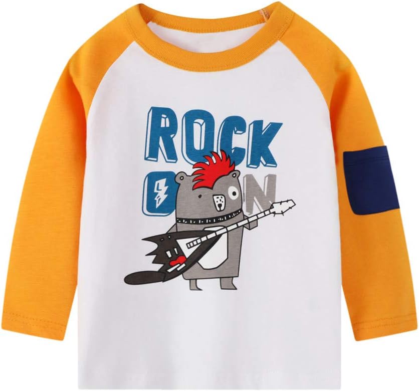 Boys Long Sleeve T-Shirt Cotton Casual Winter Crewneck Basic Active Tops Tee Tunic Shirts 3 Packs Sets