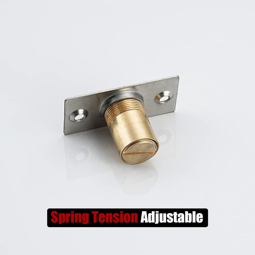 Closet Door Ball Catch Hardware, Stainless Steel Catch Adjustable with Strike Plate, Brushed Satin Finish 2 Pack