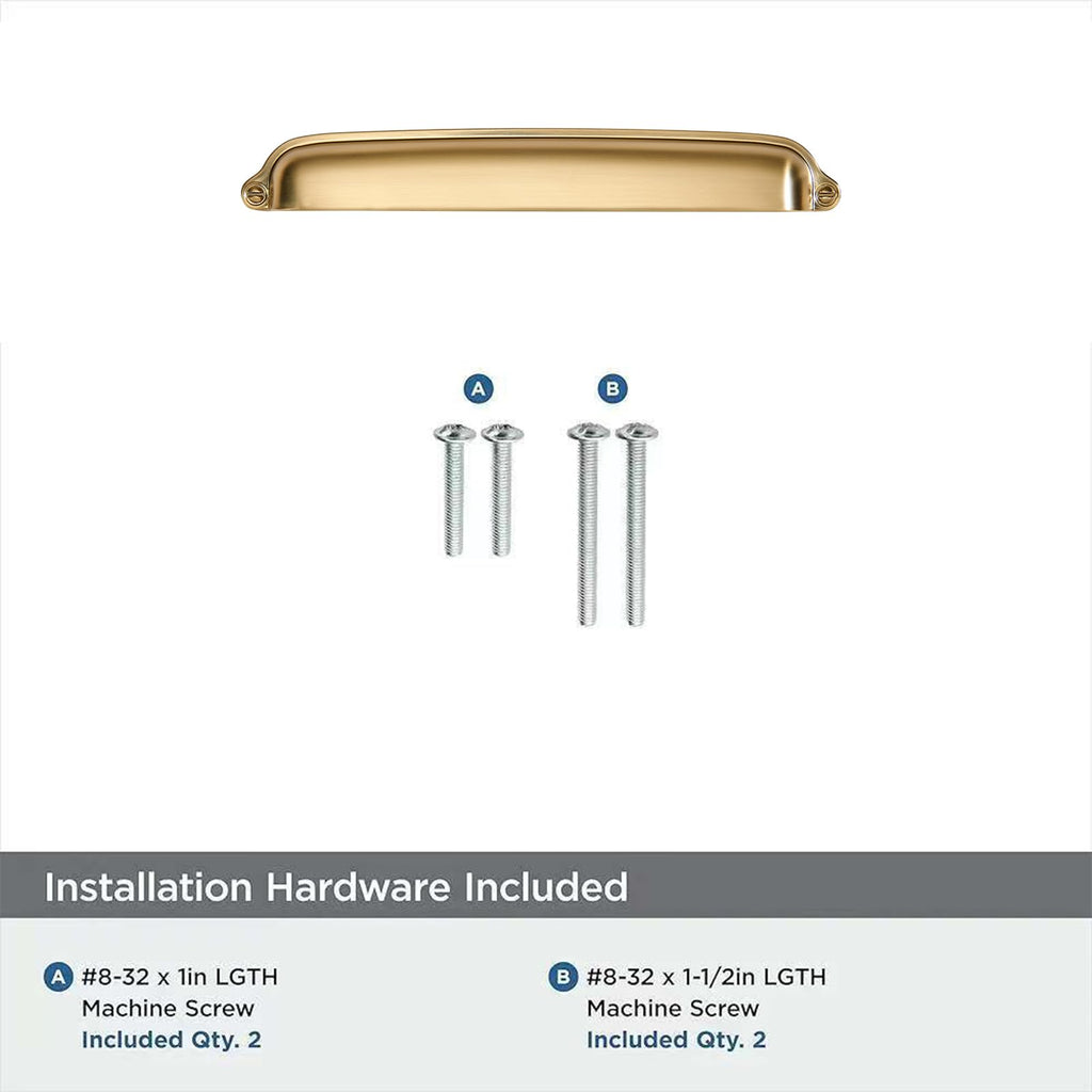 2 Pack Champagne Bronze Cup Pulls 2-1/2 Inch Center to Center - Cabinet & Drawer Handles Hardware