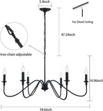 Black Chandelier,6-Light Rustic Industrial Iron Chandeliers for Dining Room Lighting Fixtures Hanging,Candle Hanging Hallway, Living Room, Foyer, Bedroom, Office, Bar,Island Lights A109-B09NL52QL9