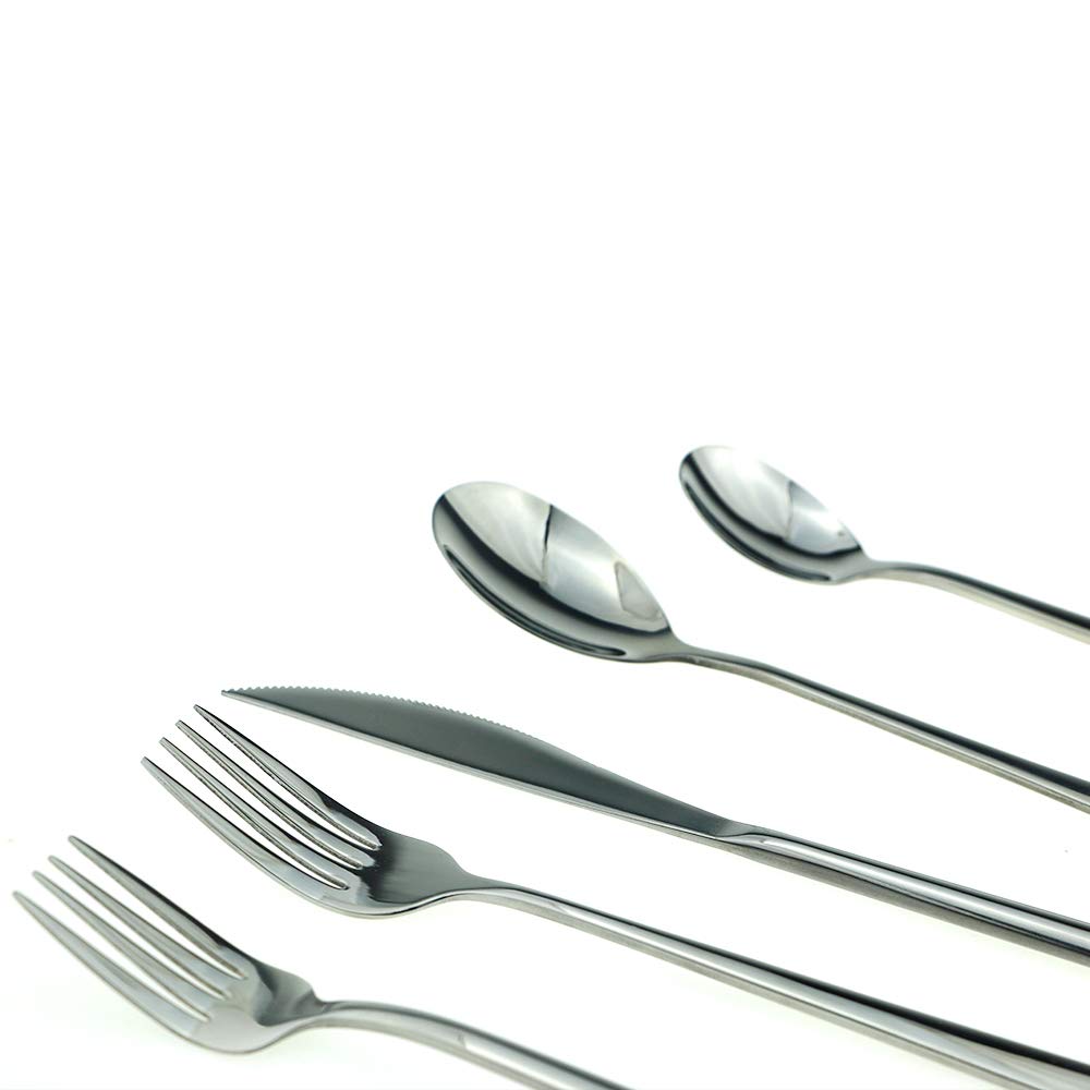 Mirror Polished Silver 20-Piece SUS304 Stainless Steel Flatware Set,Silverware Set Dinner Knife Fork Spoon Dessert
