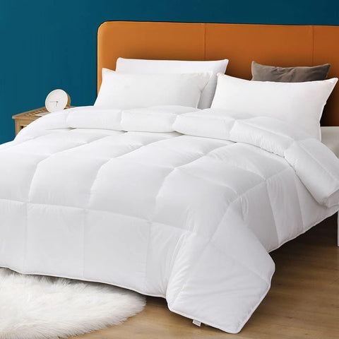 100% Cotton Cover Down Alternative Comforter King- Cloud Bed Comforter for All Season, Breathable Wh