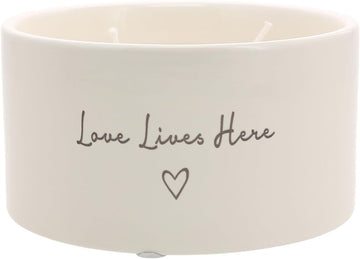 Love Lives Here - 10 oz Soy Wax Ceramic Vessel Candle Housewarming Apartment-Warming Gift Present Neutral Home Decor