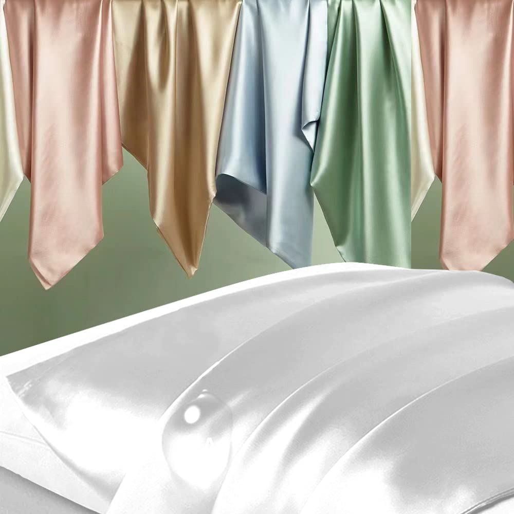 Silk Pillow Cases 2 Pack with Hidden Zipper, White