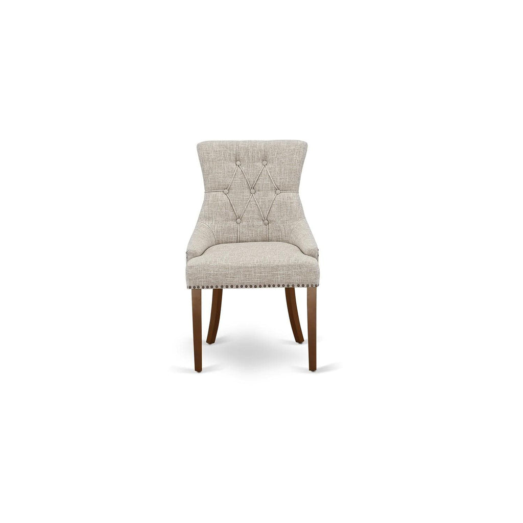 West Furniture FRP3T05 Friona Parson Dining Chairs - Button Tufted Nailhead Trim Doeskin Linen Fabric Upholstered