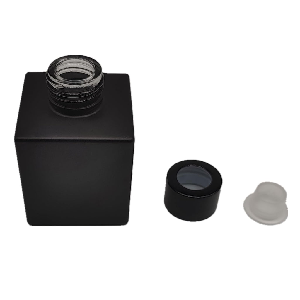 4PCS Reed Diffuser Bottle, Empty Matte Black Glass Jar, Fragrance Replacement Container 100ml(4, Square)