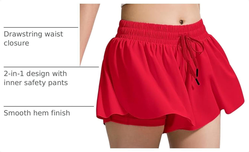 Girls Flowy Shorts Kids Athletic Butterfly Shorts with Pockets in-1