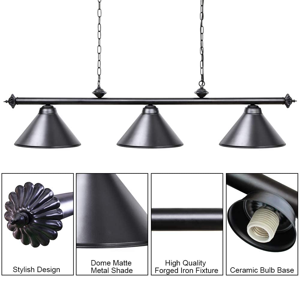 3 Light Pool Table Light for Game Room, Man Cave