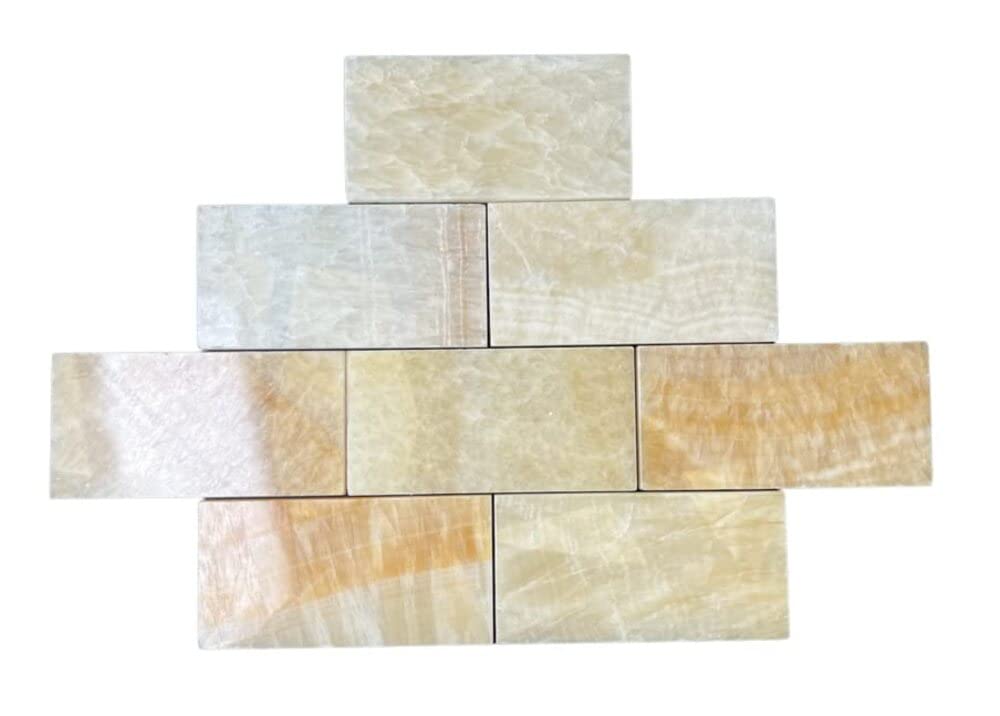 Honey Onyx 3x6 Premium Polished Marble Subway Tile - Warm Yellow Tones with White Veins, Elegant for Backsplash