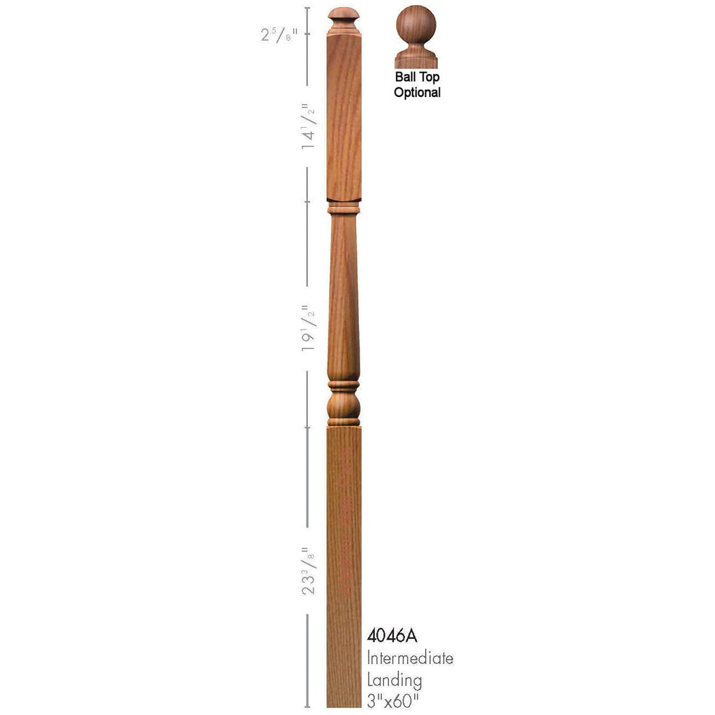 SP-4046A Red Oak Colonial Intermediate Newel Post