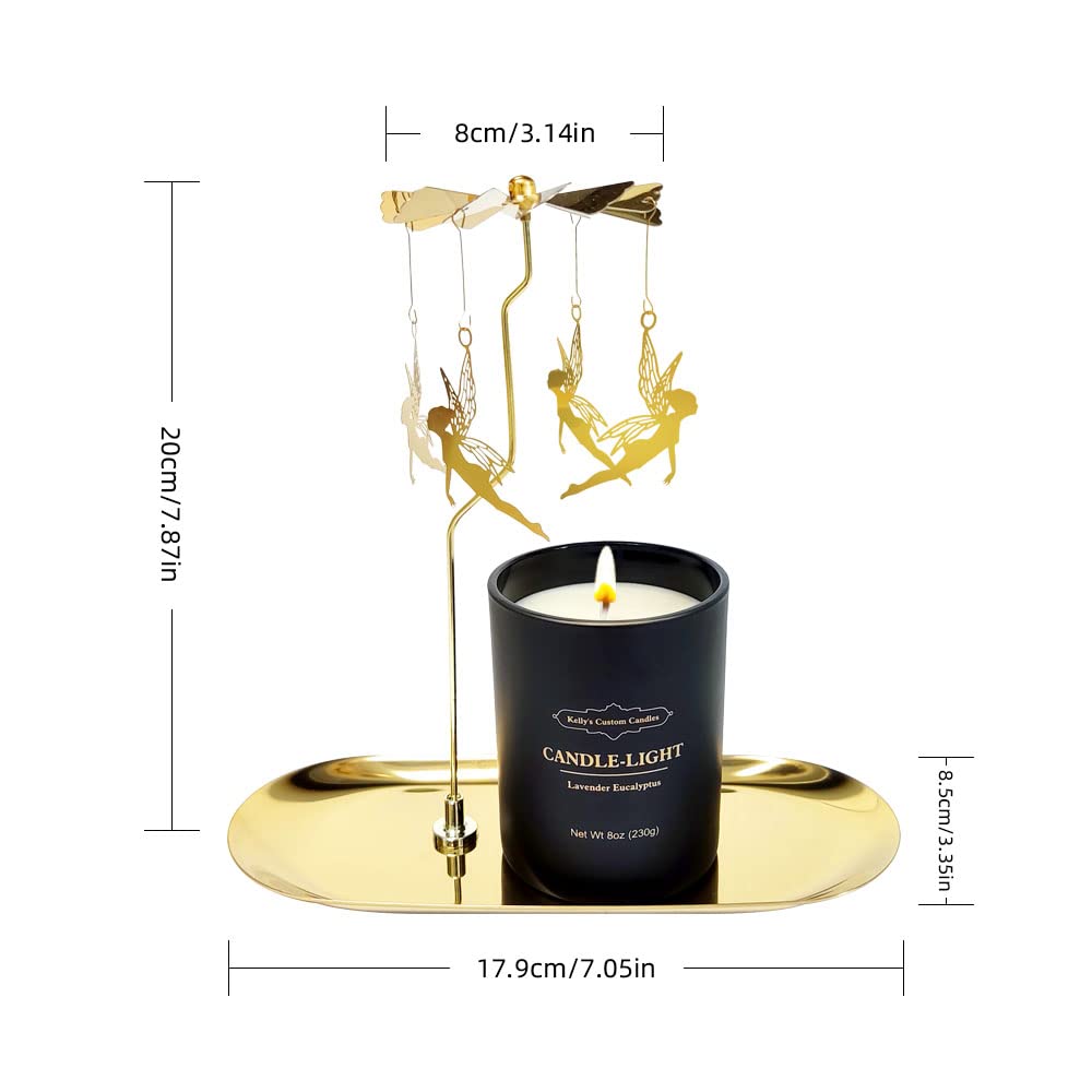 Rotating Candle Set, Candles for Women - Sandalwood Rose & Lavender Eucalyptus, Angel+Snowflake Design, Aromatherapy