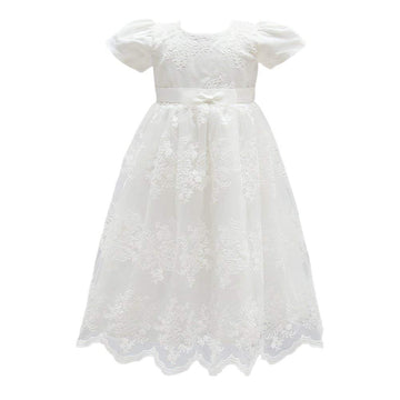 Baby Girl Flower Christening Baptism Dress Formal Party Gown Special Occasion Dress, White, 3