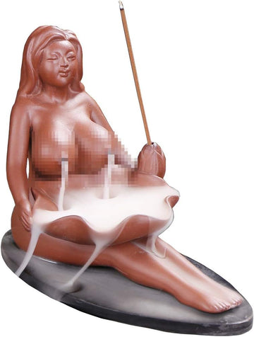 Sexy Lady Backflow Incense Burner Ceramic Incense Holder Smoke Cone Sticks Burner Ideal for Yoga Room Home Decoration - Set of 11