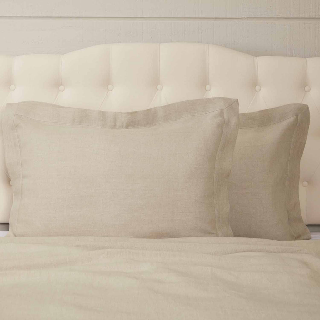 Provincial Linen Natural Beige King Size Pillow Sham, 21" W x 37" L Plus 2" Flange, 100% Linen Bedding