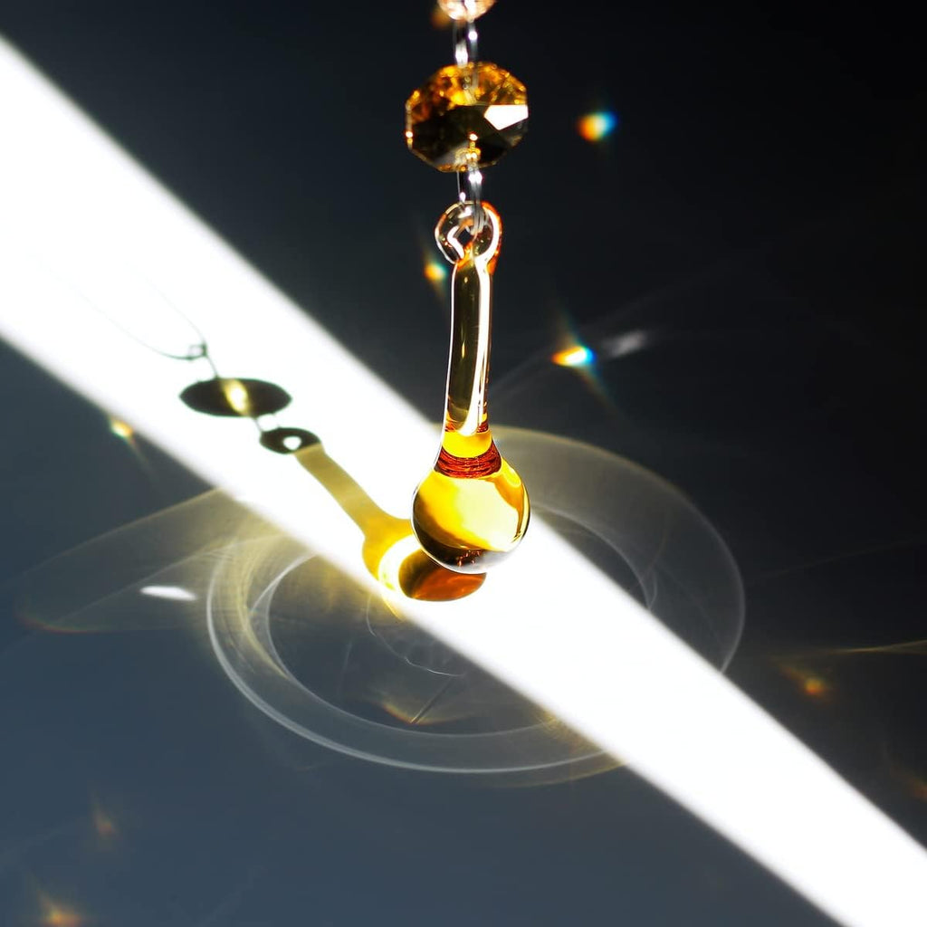 12pcs Raindrop Crystal Chandelier Prisms Parts, 53mm (Topaz) - Colored Hanging Crystals Beads for Chandeliers, Window