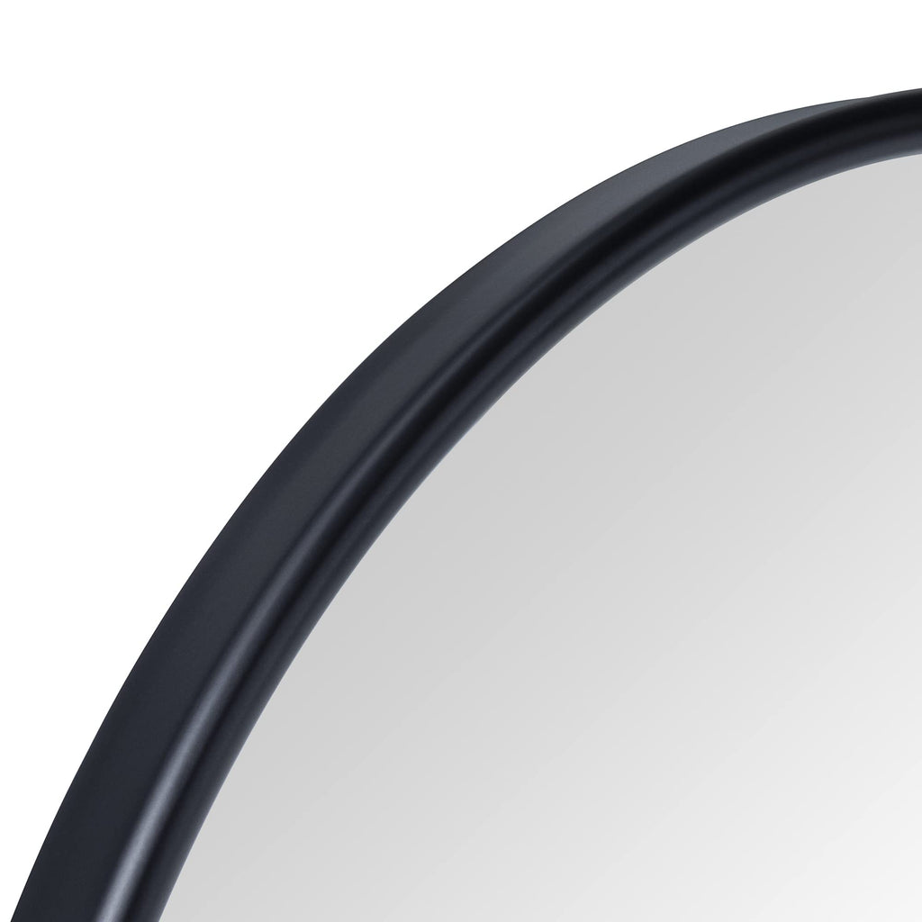 Oval Black Metal Pivot Bathroom Vanity Tilting Vanity Mirrors for Wall, Overall 22.99 x 24 inches (Mirrror 19 x 24