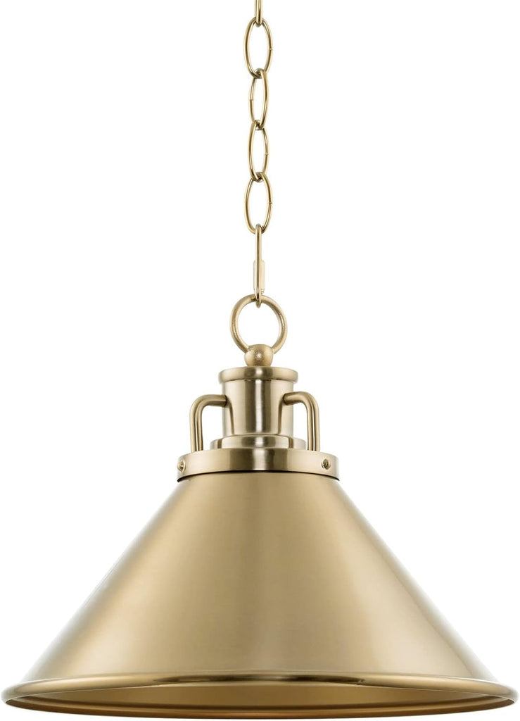 Romine 12" Modern Gold Pendant Light with Cone Metal Shade, Mid-Century Gold Hanging Light, Cool Brass Finish