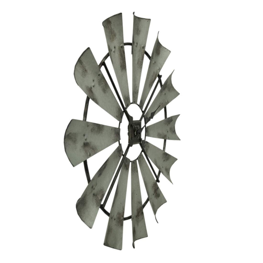 Distressed Grey Rustic 30 Inch Metal Windmill Wall Clock