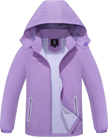 Kids Waterproof Rain Jacket Mesh Lined with Removable Hood