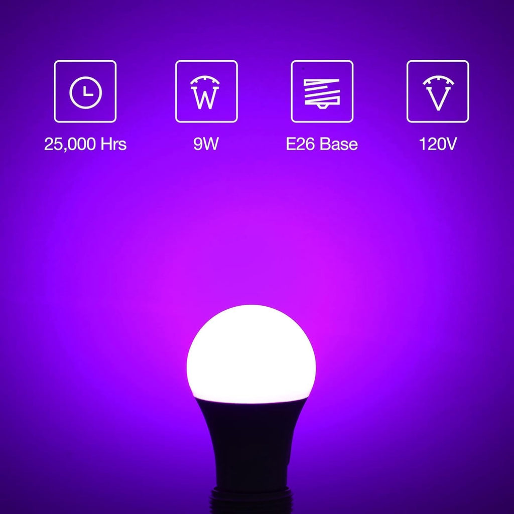 A19 LED Purple Light Bulb, LED Purple Black Lights 100W Equivalent