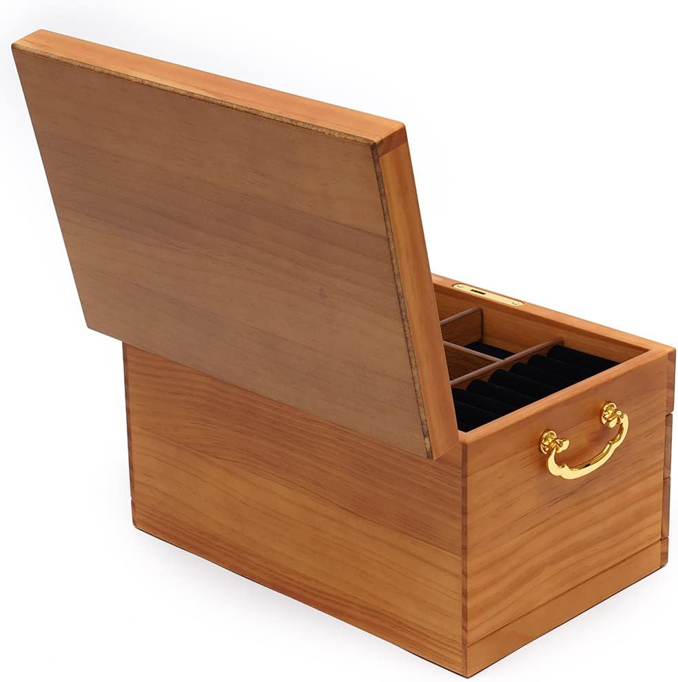 Extra Large 3 Layers Wooden Jewelry Box Jewelry Case Cabinet Armoire Ring Necklacel Gift Storage Box Organizer(3