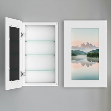 Medicine Cabinet No Mirror, Picture Frame Cabinet, White, 14x24 (17x27)