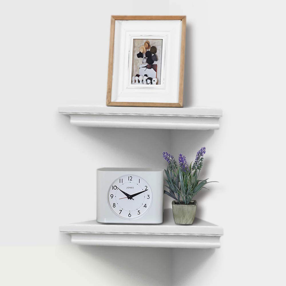 White Corner Shelves, Stylish Wall Mounted Corner Shelf for Space-Saving Storage, and Office, Set of 2