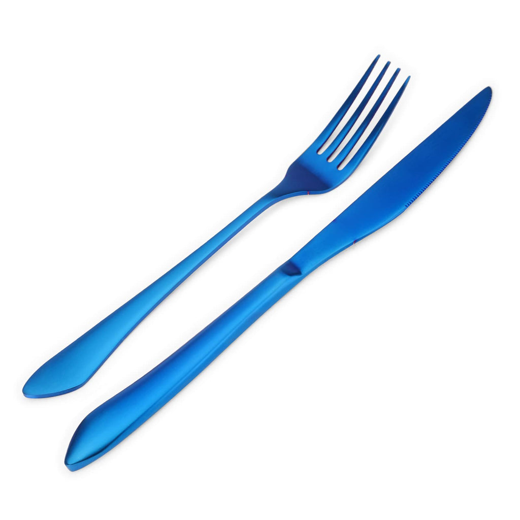 Matte Blue Silverware Set, 20-Piece Stainless Steel Flatware Set Service for 4, Satin Finish Tableware Cutlery Set