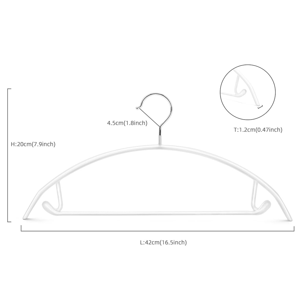 Non Slip PVC Coating Sweater Hangers, Dress Suit Coat Hangers, Shoulder Bump Free Golf T Shirts Clothes Hangers (White