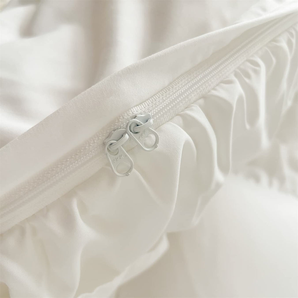 Ruffle Duvet Cover, 100% Washed Microfiber 3pcs Bedding Duvet Cover Set, Shabby Chic Farmhouse Duvet Cover