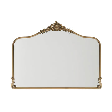 Vintage Gold Wall Mirror 40x30 inch, Baroque Design, Ornate Arched Frame