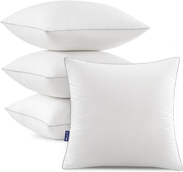 18x18 Pillow Inserts () -Decorative Throw Pillow with 100% Cotton Cover Square for Sofa Couch - Set of 4