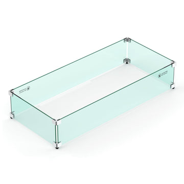 36" X 16" Rectangular Fire Pit Glass Wind Guard