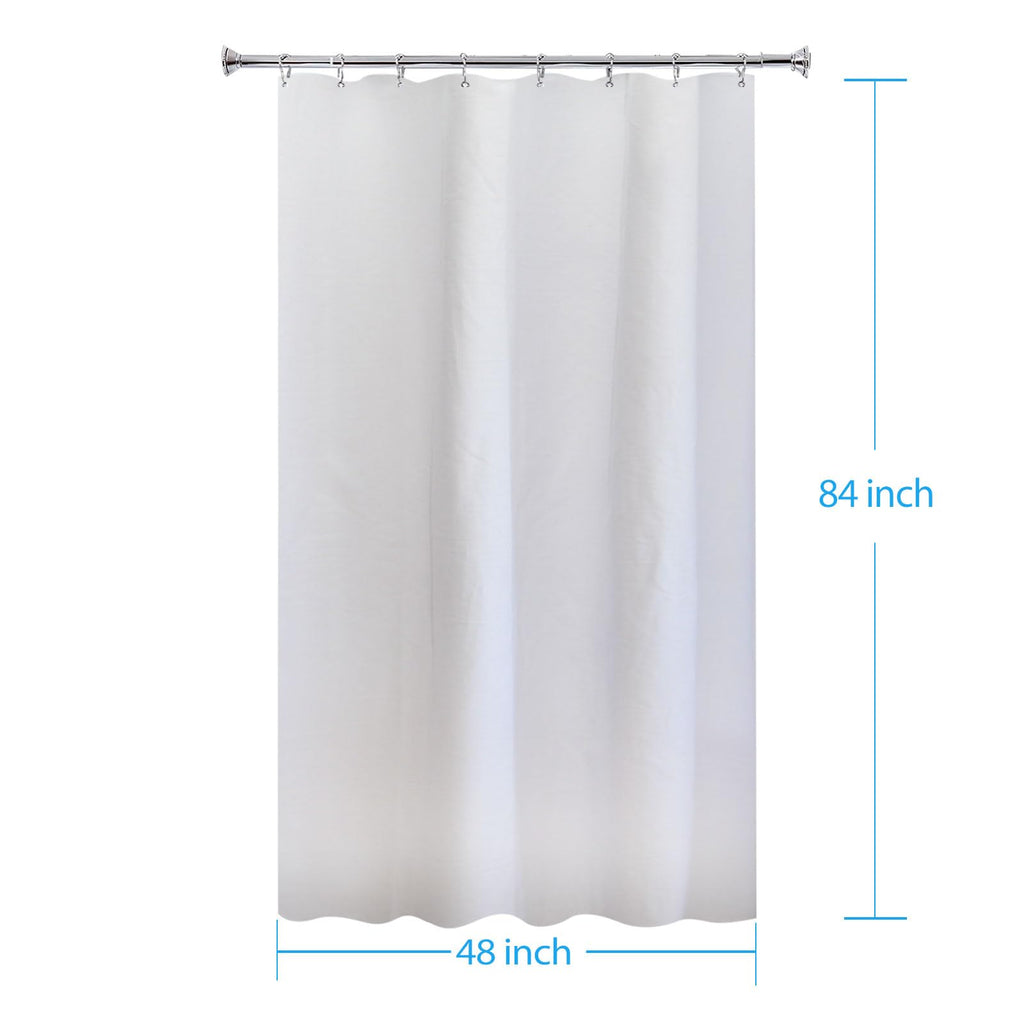 100% Cotton Shower Curtain 48x84", Narrow White for RVs or Small Bathtubs