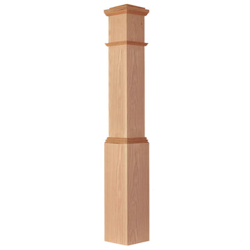 Box Newel Post 7.5", Red Oak, 4092