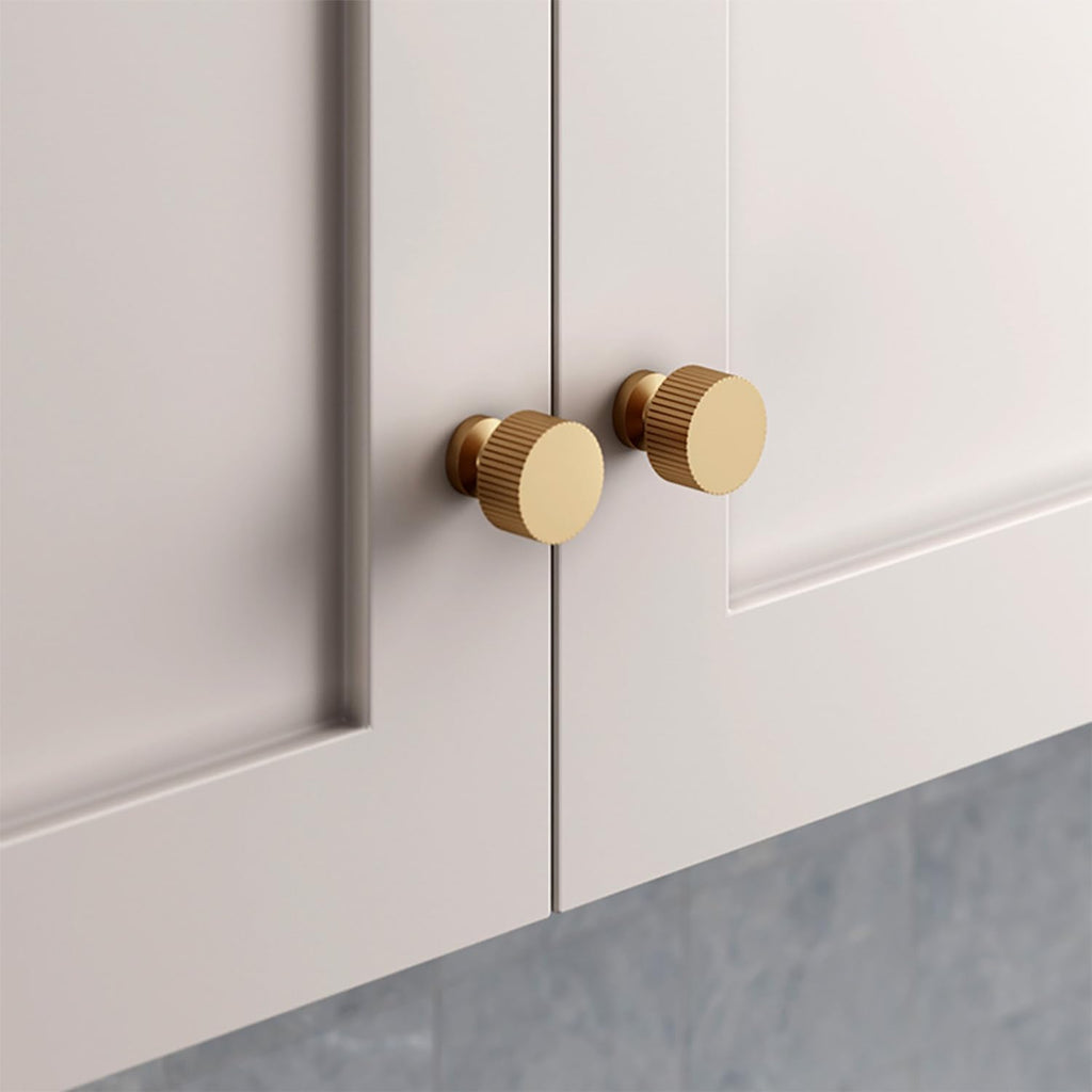 4pcs Solid Brass Cabinet Knobs Pulls Cabinet Drawer Dresser Gold Knobs Modern Handles(1"x1"/25mmx25mm),Brushed Brass