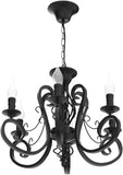 Black French Country Chandelier,6 Lights Farmhouse Candle Iron Chandeliers,Vintage Metal Pendant Light Fixture for Kitchen Island,Dining Room,Bedroom A109-B07S8P1D9P