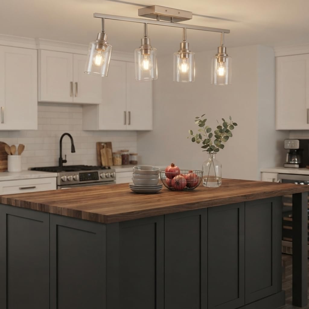 Brushed Nickel Bathroom Vanity Lighting, Modern Track Lighting Fixtures Ceiling Flush Mount Ceiling Light