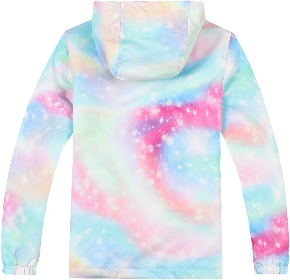 Kids Waterproof Rain Jackets Lightweight Raincoats Fleece & Knitted Lining Hooded Windbreaker for Boys Girls