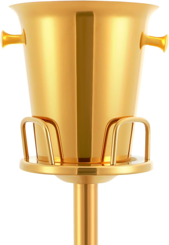Stainless Steel Standing Ice Bucket, Champagne Ice Bucket with Stand Ice Cube Container with Round Carrying Handles