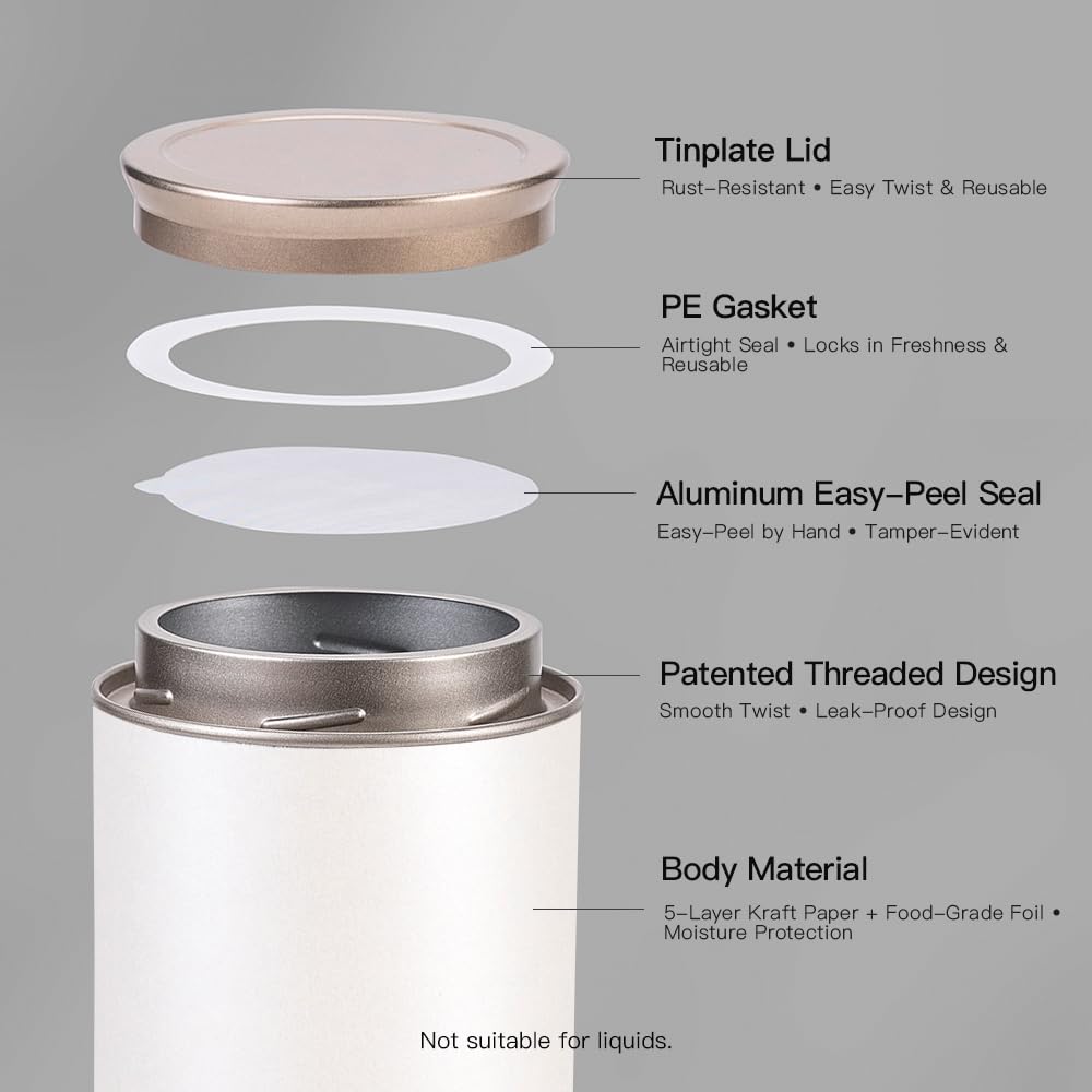 Airtight Round Tins for Matcha Powder Tea Coffee Beans Modern Style Portable Small Storage jar (black, 2*Small